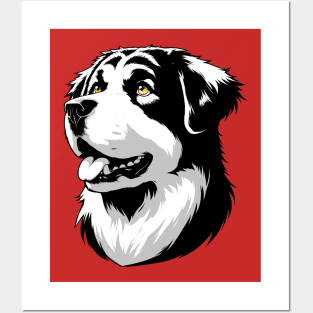 Stunning and Cool Central Asian Shepherd Dog Monochrome and Gold Portrait for Father's Day Posters and Art